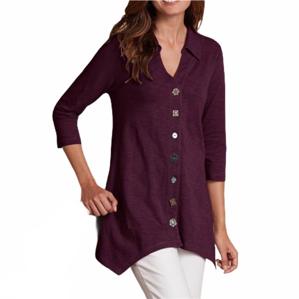 Soft Surroundings Daniel Button Jersey Top